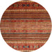 Round Machine Washable Contemporary Bronze Brown Rug, wshcon969