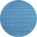 Round Machine Washable Contemporary Blue Rug, wshcon96