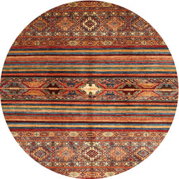 Round Contemporary Red Modern Rug, con971
