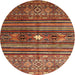 Round Contemporary Red Modern Rug, con971