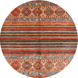 Round Machine Washable Contemporary Orange Brown Rug, wshcon972