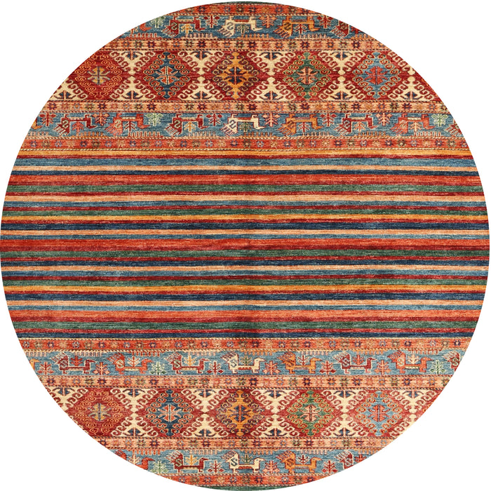 Round Machine Washable Contemporary Orange Brown Rug, wshcon972