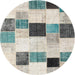 Round Contemporary Desert Sand Beige Patchwork Rug, con976