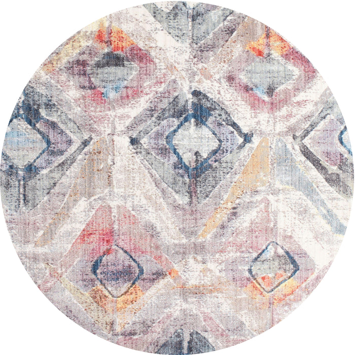 Round Machine Washable Contemporary Rosy Brown Pink Rug, wshcon981