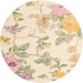 Round Contemporary Golden Blonde Gold Floral Rug, con984