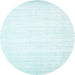 Round Machine Washable Contemporary Light Slate Blue Rug, wshcon994