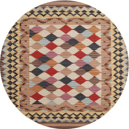 Round Contemporary Chestnut Brown Modern Rug, con997