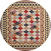 Round Contemporary Chestnut Brown Modern Rug, con997