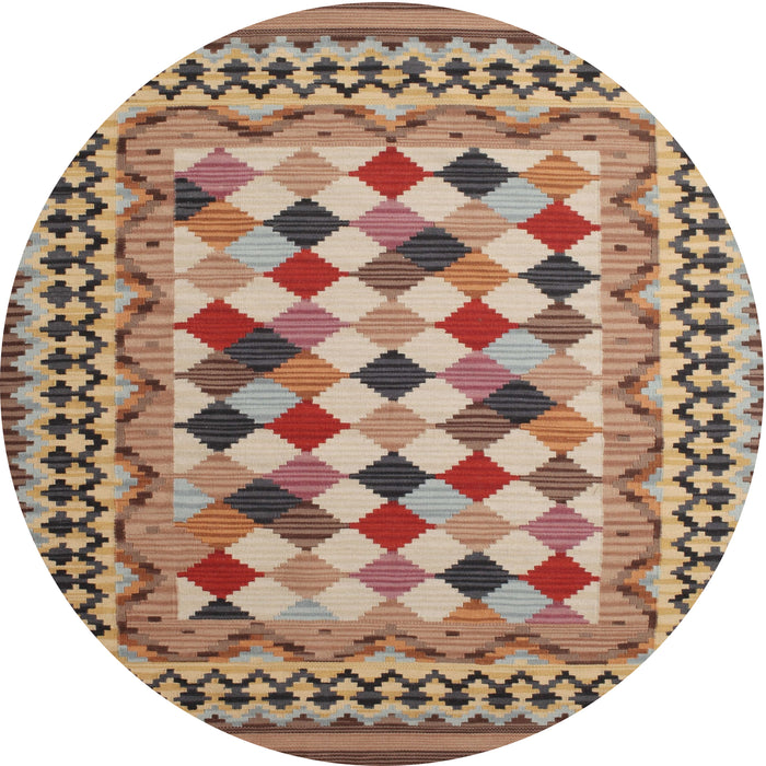 Round Machine Washable Contemporary Chestnut Brown Rug, wshcon997