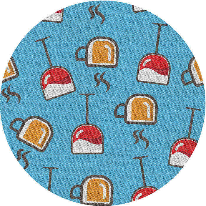 Round Patterned Blue Novelty Rug, pat1000