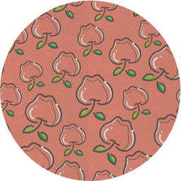 Round Patterned Tangerine Pink Novelty Rug, pat1001