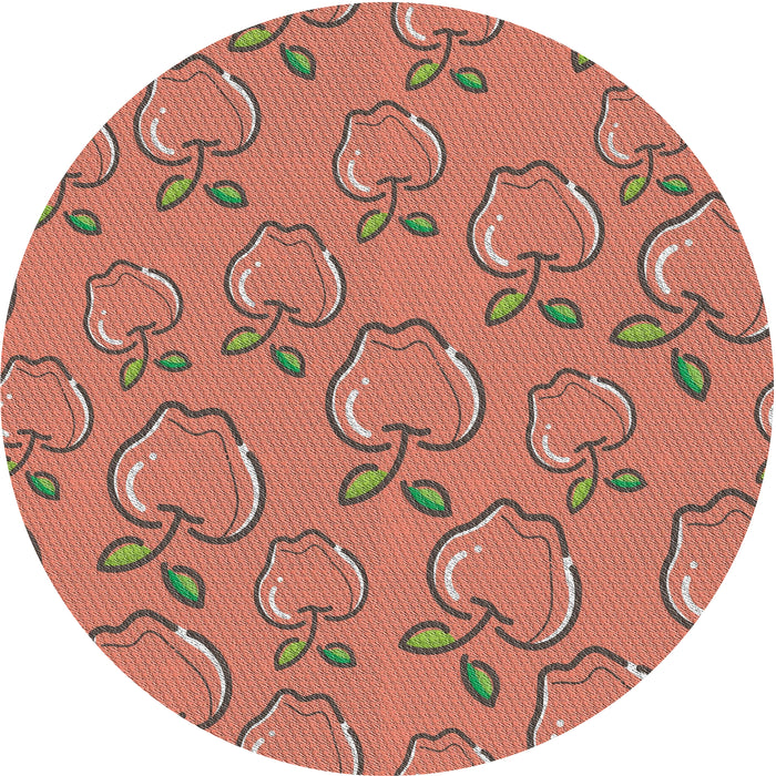 Round Machine Washable Transitional Tangerine Pink Rug, wshpat1001