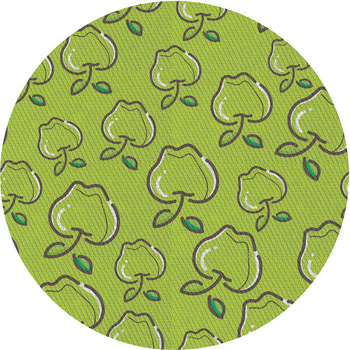 Round Machine Washable Transitional Olive Green Rug, wshpat1002