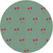 Round Machine Washable Transitional Blue Green Rug, wshpat1006