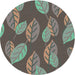 Round Machine Washable Transitional Dark Sea Green Rug, wshpat1009