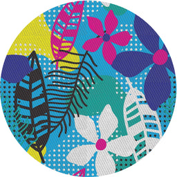 Round Machine Washable Transitional Deep Periwinkle Purple Rug, wshpat1013