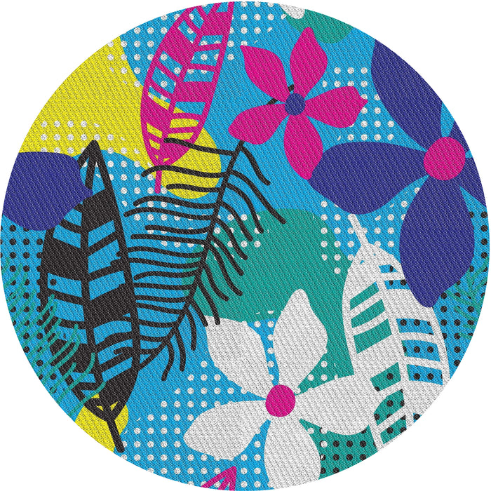 Round Machine Washable Transitional Deep Periwinkle Purple Rug, wshpat1013