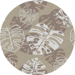 Round Machine Washable Transitional Army Brown Rug, wshpat1017
