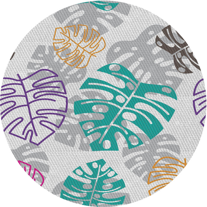 Round Patterned Gray Novelty Rug, pat1018