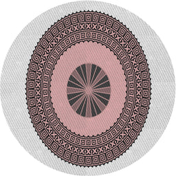 Round Patterned Rosy Purple Novelty Rug, pat1020