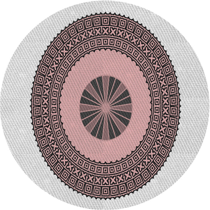 Round Patterned Rosy Purple Novelty Rug, pat1020