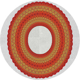 Round Machine Washable Transitional Red Rug, wshpat1021