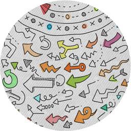 Round Patterned Pearl White Beige Novelty Rug, pat1023