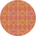 Round Patterned Red Novelty Rug, pat1025