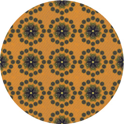 Round Machine Washable Transitional Yellow Rug, wshpat1029