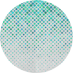 Round Machine Washable Transitional Pale Turquoise Blue Rug, wshpat1042