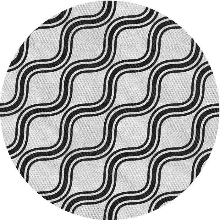 Round Machine Washable Transitional Light Black Rug, wshpat1043
