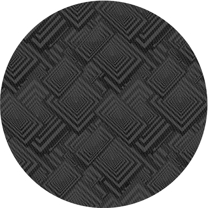 Round Machine Washable Transitional Carbon Gray Rug, wshpat1045