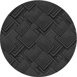 Round Patterned Carbon Gray Novelty Rug, pat1045