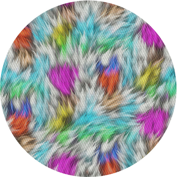 Round Machine Washable Transitional Cyan Opaque Blue Rug, wshpat104