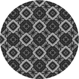 Round Machine Washable Transitional Dark Gray Rug, wshpat1053