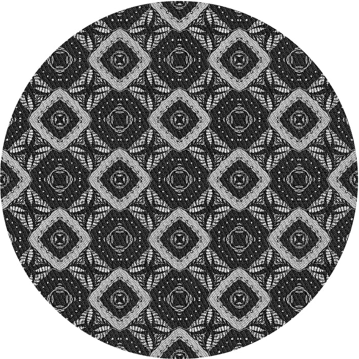 Round Machine Washable Transitional Dark Gray Rug, wshpat1053
