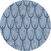 Round Machine Washable Transitional Azure Blue Rug, wshpat1054