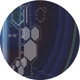 Round Machine Washable Transitional Night Blue Rug, wshpat1056