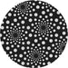 Round Machine Washable Transitional Black Rug, wshpat1059