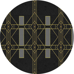 Round Machine Washable Transitional Black Rug, wshpat105