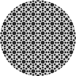 Round Patterned Charcoal Black Novelty Rug, pat1061