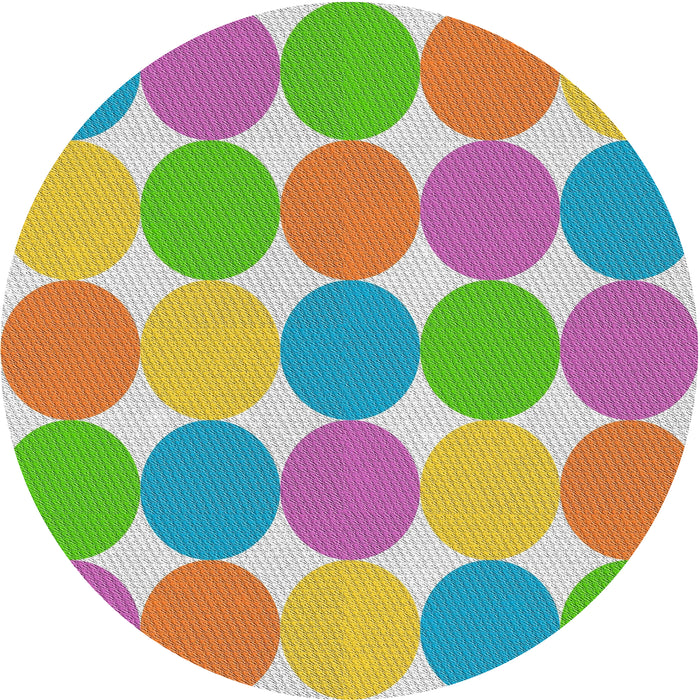 Round Machine Washable Transitional Tulip Pink Rug, wshpat1065