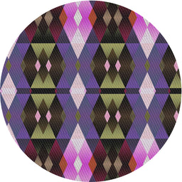Round Machine Washable Transitional Dark Purple Rug, wshpat106