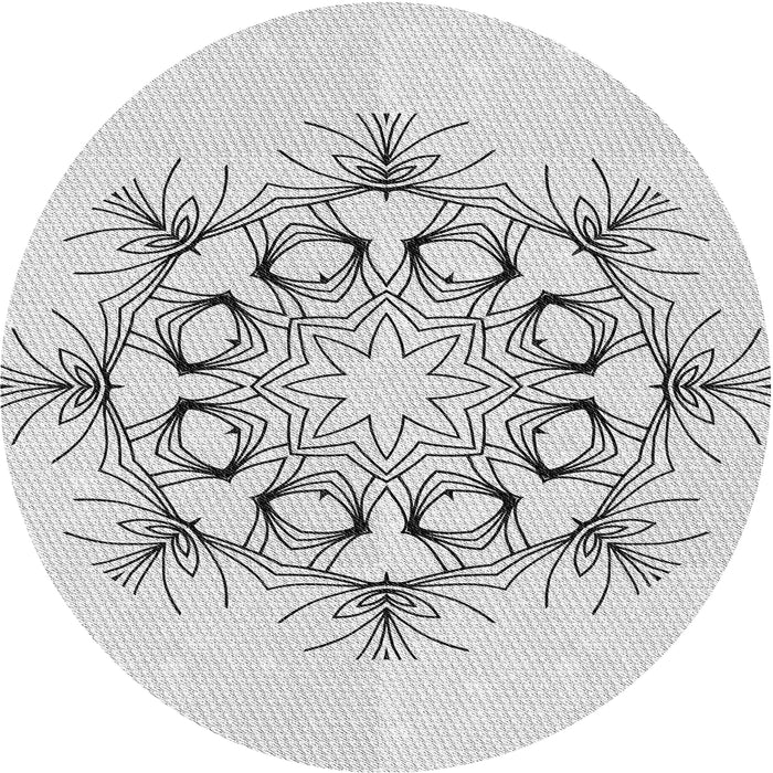 Round Machine Washable Transitional White Smoke Rug, wshpat1078