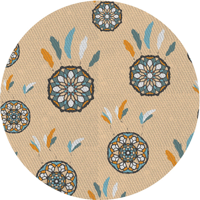 Round Patterned Brown Novelty Rug, pat1084