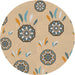 Round Machine Washable Transitional Brown Rug, wshpat1084