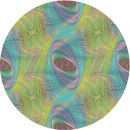Round Patterned Light Green Modern Rug, pat1091
