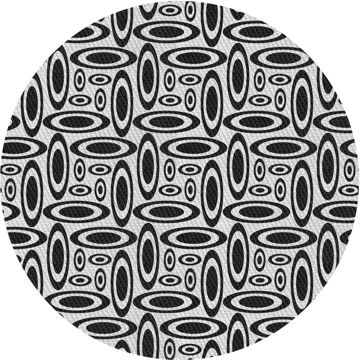 Round Machine Washable Transitional Charcoal Black Rug, wshpat1093