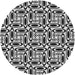 Round Machine Washable Transitional Charcoal Black Rug, wshpat1093