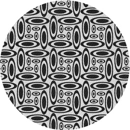 Round Patterned Charcoal Black Novelty Rug, pat1093